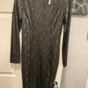 Red Sue Wong Lace Dress, long sheer sleeves,  zips on side.  Size 4,